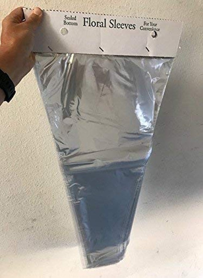 A&A Flower Bouquet Unprinted 37 Micron Clear Cellophane Bags Plastic Sleeve Bag 100 pcs (17.5x25x4.5 in.) - Image 4